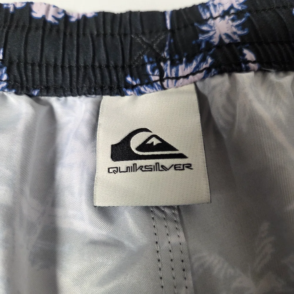 Quiksilver Men's Black and Pink‎ Swim Shorts Size XL